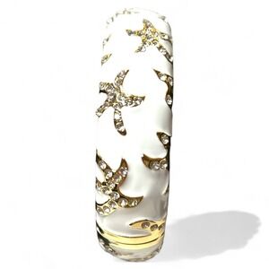 Tommy Bahama Gold Tone White Starfish Bracelet 7" Rhinestone Enamel Bangle